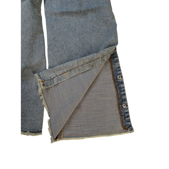 Women's Side Snap Jeans Size 1 Wide Leg Raw Hem Basketball Sports Y2K - Picture 7 of 9